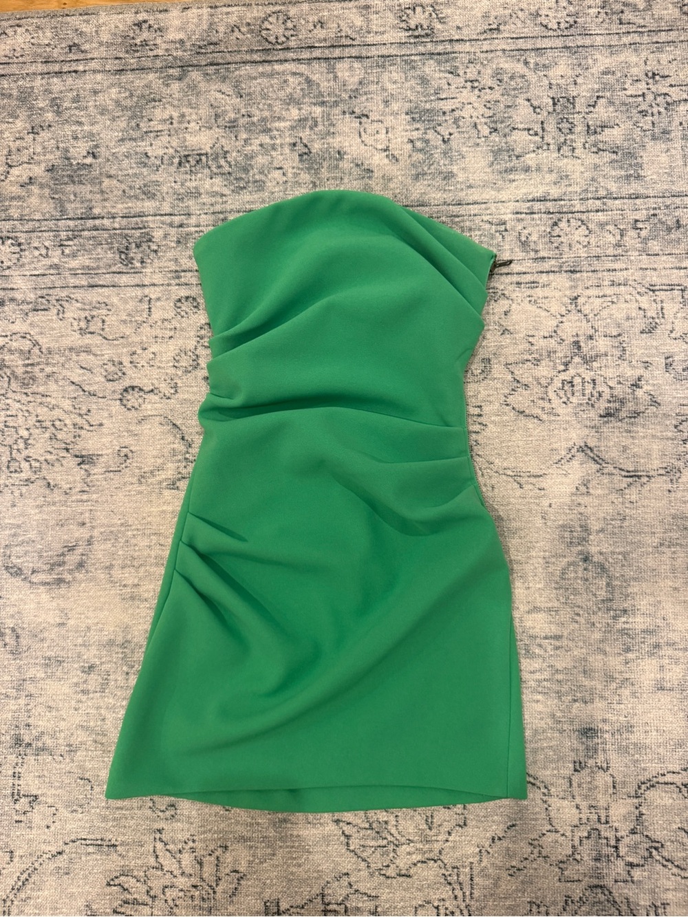 Strapless Green Ruched Mini Dress